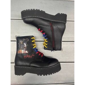 Steve Madden Harlem Festival of Culture Combat Boots Womens 10 Black‎ Platform